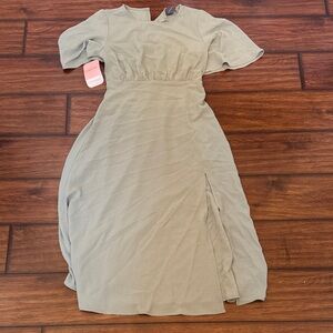 Chic Long Sleeve Sage Dress